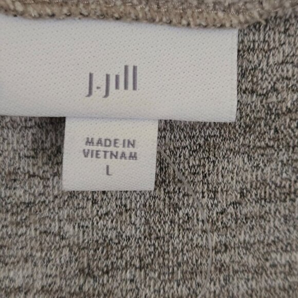 J. Jill NWOT Velour Funnel Neck Tan Space Dye Tunic Moonstone Bell Sleeve Size L - Picture 6 of 9